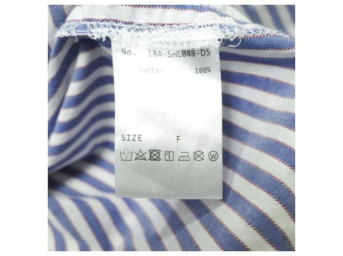 Autre Marque Camicia in cotone a righe asimmetriche Danke Schon Bianco Rosso Blu - vista 9