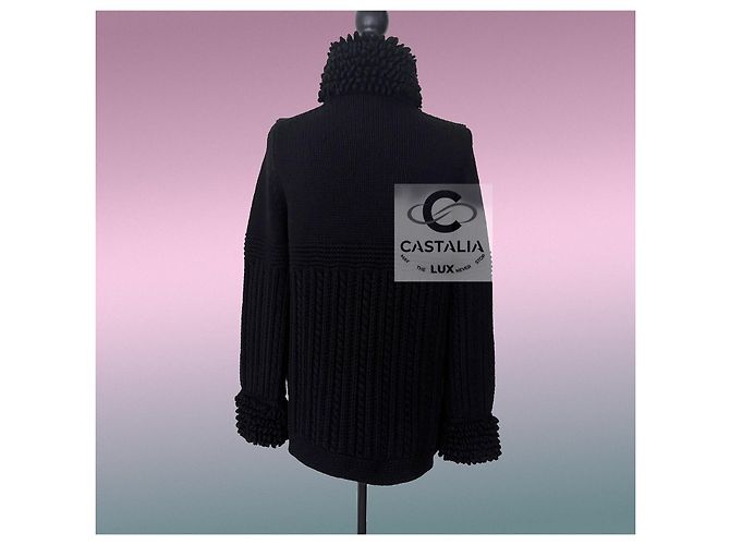 Chanel Stille Luxusjacke aus schwarzer Kaschmir 40 FR - Ansicht 11