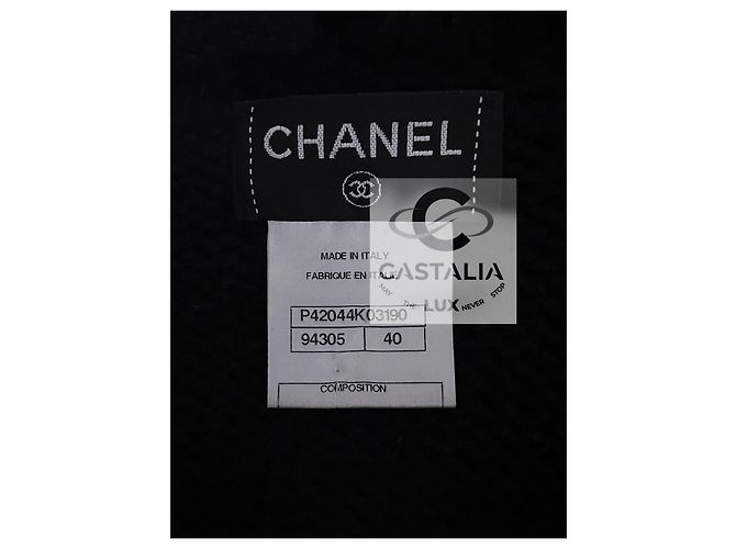 Chanel Stille Luxusjacke aus schwarzer Kaschmir 40 FR - Ansicht 12
