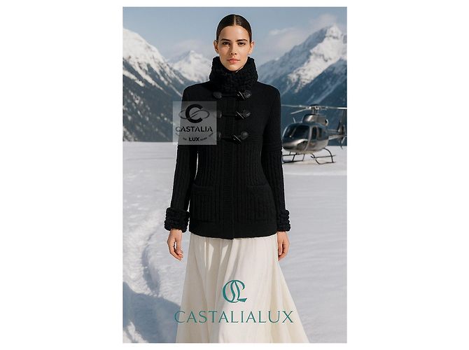 Chanel Stille Luxusjacke aus schwarzer Kaschmir 40 FR - Ansicht 3