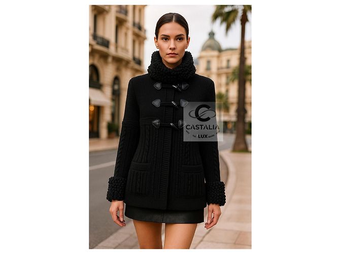 Chanel Stille Luxusjacke aus schwarzer Kaschmir 40 FR - Ansicht 7