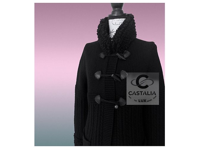 Chanel Stille Luxusjacke aus schwarzer Kaschmir 40 FR - Ansicht 8