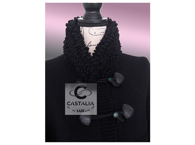 Chanel Stille Luxusjacke aus schwarzer Kaschmir 40 FR - Ansicht 9