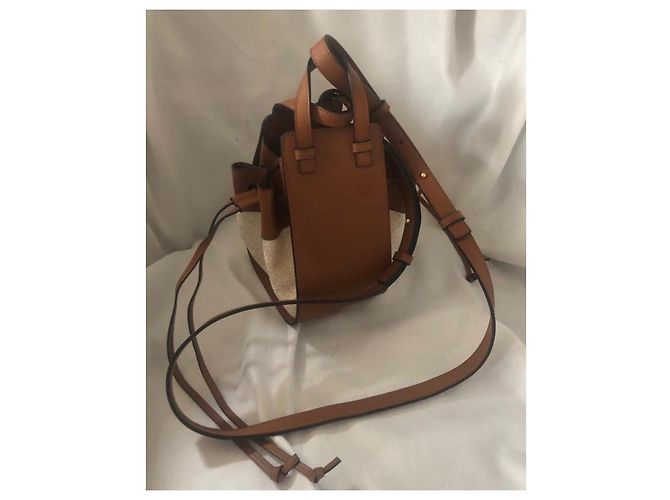 Borsa Loewe Mini Hammock Beige in Pelle e Tela - vista 2