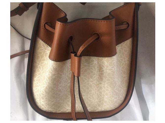 Borsa Loewe Mini Hammock Beige in Pelle e Tela - vista 6