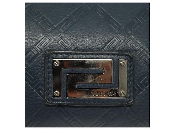 VERSACE Schultertasche aus Leder Blau Auth bs26901 - Ansicht 17