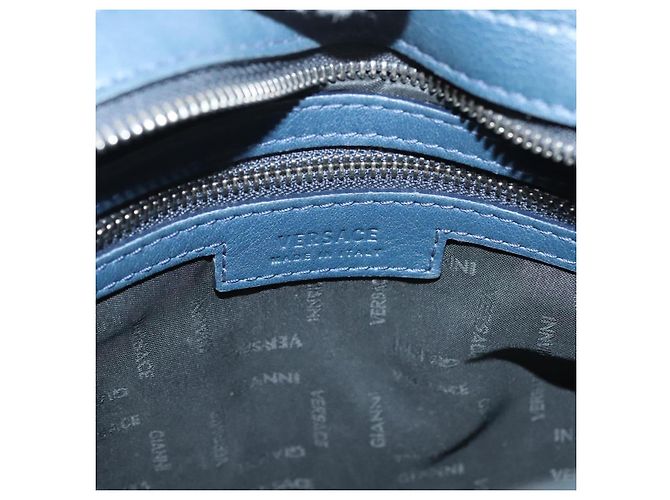 VERSACE Schultertasche aus Leder Blau Auth bs26901 - Ansicht 18