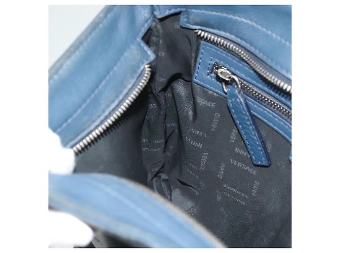 VERSACE Schultertasche aus Leder Blau Auth bs26901 - Ansicht 20