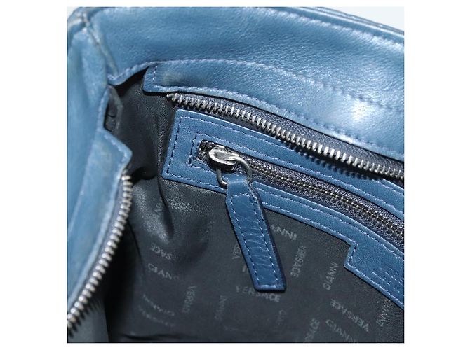 VERSACE Schultertasche aus Leder Blau Auth bs26901 - Ansicht 21