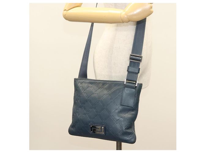 VERSACE Schultertasche aus Leder Blau Auth bs26901 - Ansicht 23