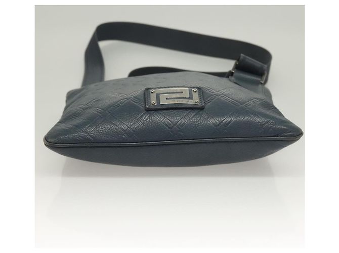 VERSACE Schultertasche aus Leder Blau Auth bs26901 - Ansicht 5