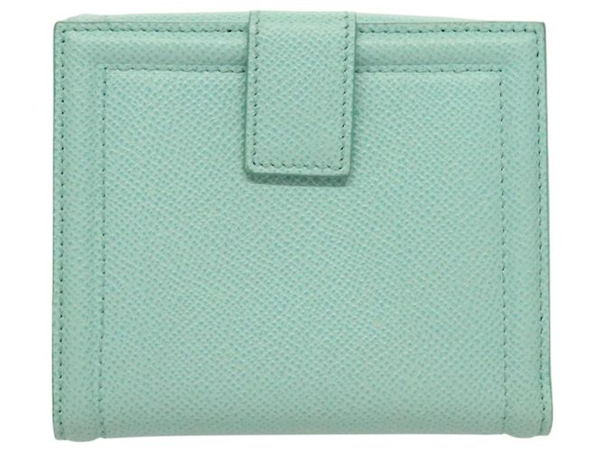 Portafoglio in pelle Salvatore Ferragamo blu turchese oro Auth 127952V - vista 2