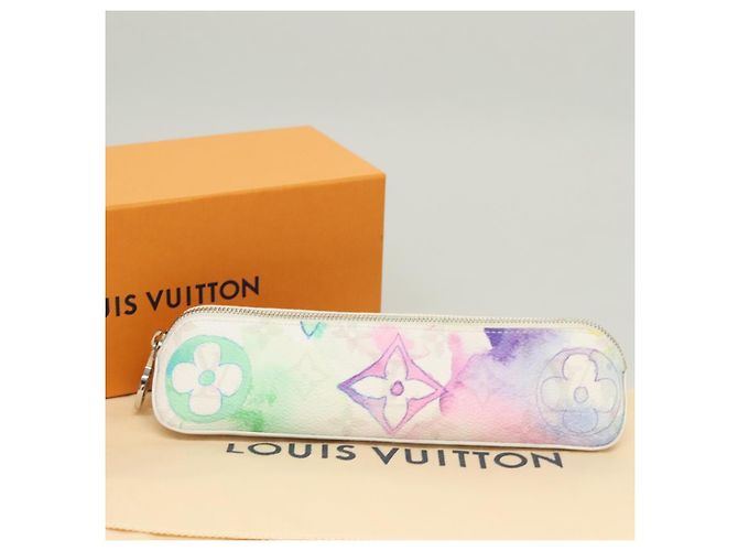 LOUIS VUITTON Astuccio per Penna Elizabeth Monogramma Acquerello GI0591 Auth 127326 Bianco - vista 12