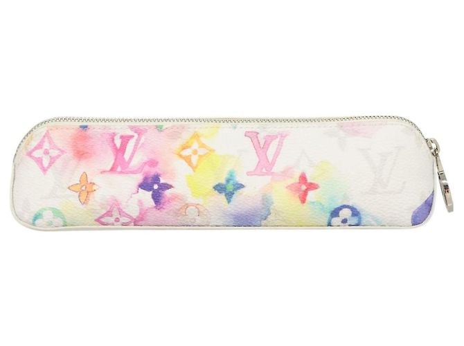 LOUIS VUITTON Astuccio per Penna Elizabeth Monogramma Acquerello GI0591 Auth 127326 Bianco - vista 2