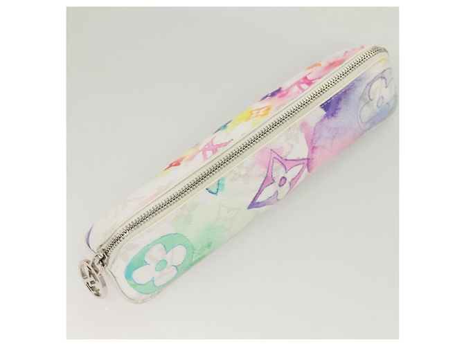 LOUIS VUITTON Astuccio per Penna Elizabeth Monogramma Acquerello GI0591 Auth 127326 Bianco - vista 5