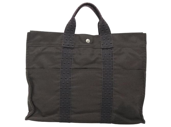 Hermès HERMES Handtasche Her Line MM aus grauem Canvas Auth bs26875 Braun - Ansicht 13
