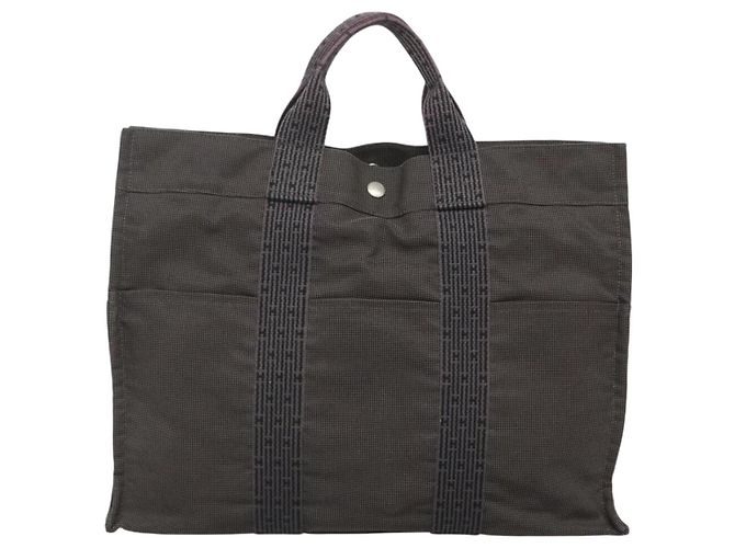 Hermès HERMES Handtasche Her Line MM aus grauem Canvas Auth bs26875 Braun - Ansicht 2