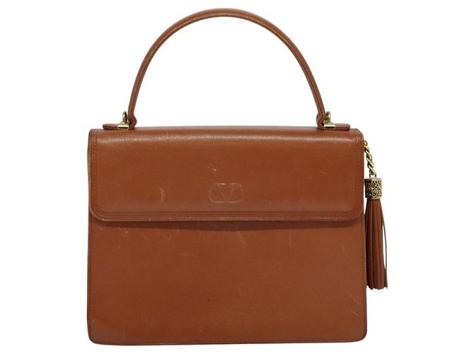 Borsa a mano VALENTINO in pelle 2 vie marrone oro Auth BA2171 D'oro - vista 13