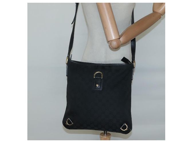 Borsa a Spalla Abbey GG Canvas Gucci Nero Oro 131326 Auth bs26839 D'oro - vista 21