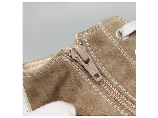 Baskets FENDI Suède Beige Auth 125724 - vue 10