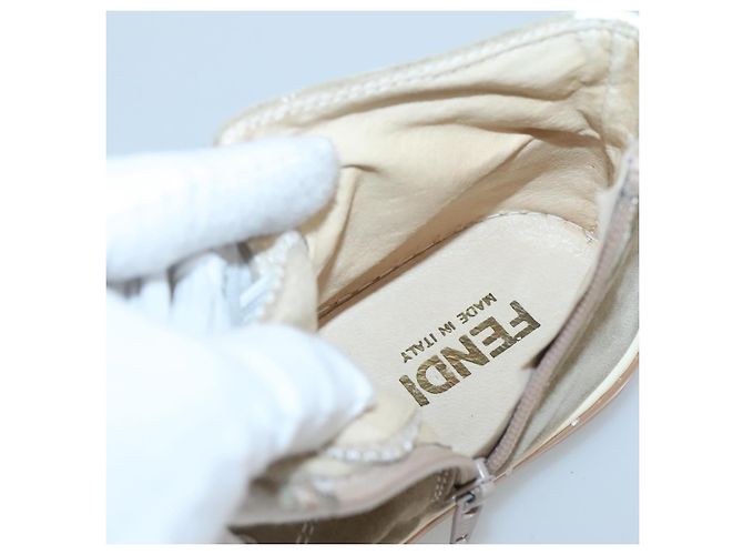 Baskets FENDI Suède Beige Auth 125724 - vue 22