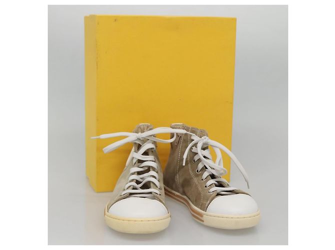 Baskets FENDI Suède Beige Auth 125724 - vue 24