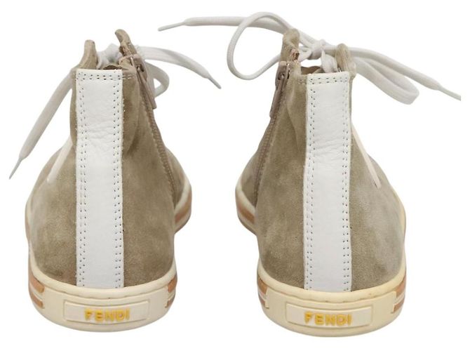Baskets FENDI Suède Beige Auth 125724 - vue 3