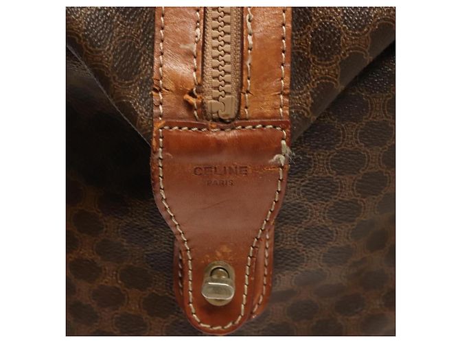 Céline Borsa Boston in tela Macadam CELINE in pelle PVC marrone oro Auth 121130 D'oro - vista 17