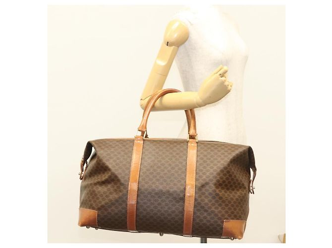 Céline Borsa Boston in tela Macadam CELINE in pelle PVC marrone oro Auth 121130 D'oro - vista 22