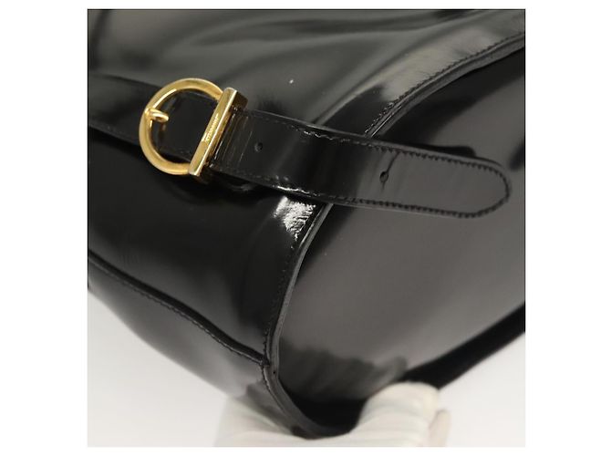 Zaino Gancini in smalto nero e oro Auth 125955 di Salvatore Ferragamo - vista 18