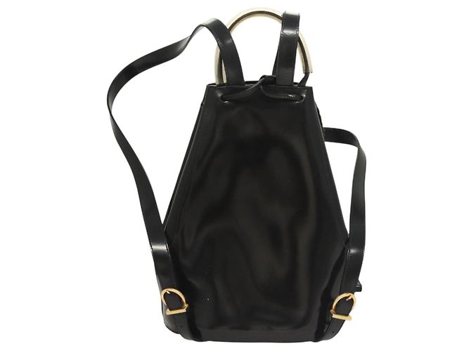 Zaino Gancini in smalto nero e oro Auth 125955 di Salvatore Ferragamo - vista 2