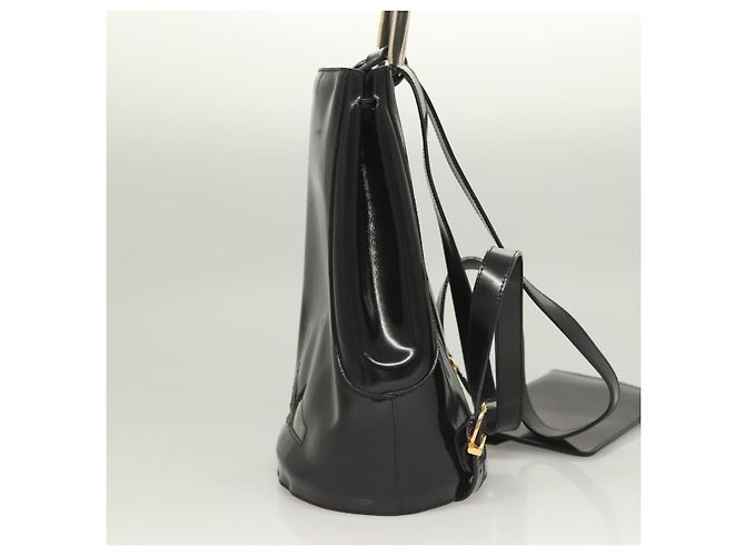Zaino Gancini in smalto nero e oro Auth 125955 di Salvatore Ferragamo - vista 3