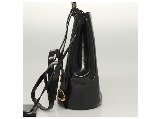 Zaino Gancini in smalto nero e oro Auth 125955 di Salvatore Ferragamo - vista 4