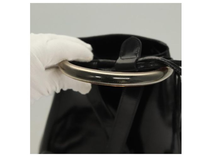 Zaino Gancini in smalto nero e oro Auth 125955 di Salvatore Ferragamo - vista 7