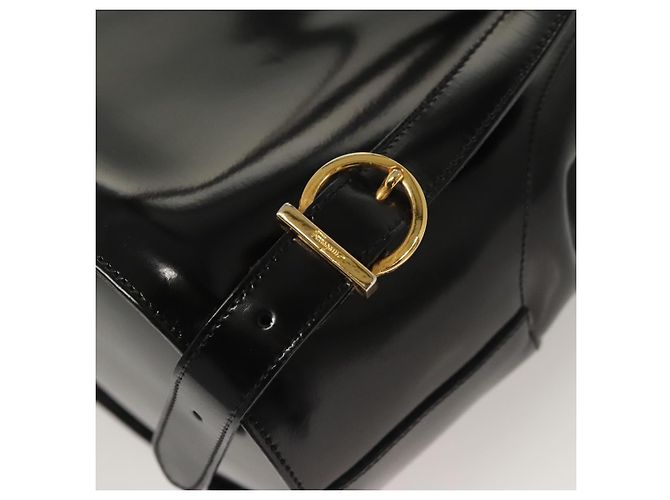 Zaino Gancini in smalto nero e oro Auth 125955 di Salvatore Ferragamo - vista 9