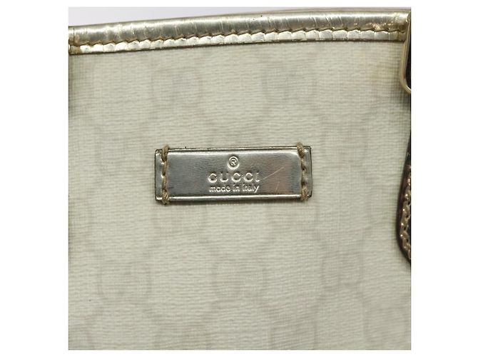 Borsa Tote GUCCI GG Supreme PVC Bianco Oro 189897 Auth ep9198 D'oro - vista 17