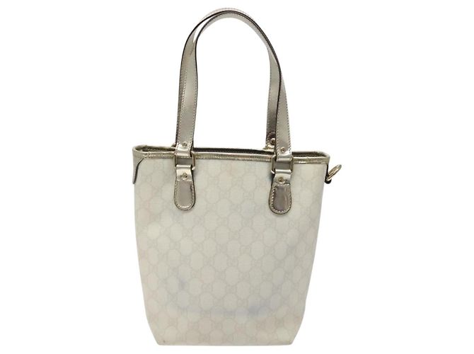 Borsa Tote GUCCI GG Supreme PVC Bianco Oro 189897 Auth ep9198 D'oro - vista 2