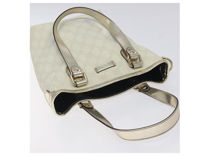 Borsa Tote GUCCI GG Supreme PVC Bianco Oro 189897 Auth ep9198 D'oro - vista 6