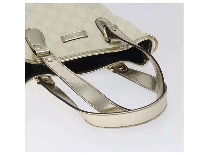 Borsa Tote GUCCI GG Supreme PVC Bianco Oro 189897 Auth ep9198 D'oro - vista 7