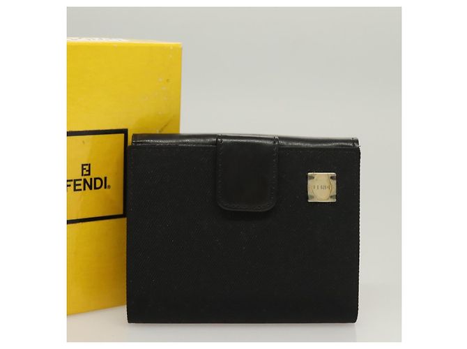 FENDI Geldbörse aus schwarzem Canvas Auth 127954V - Ansicht 12
