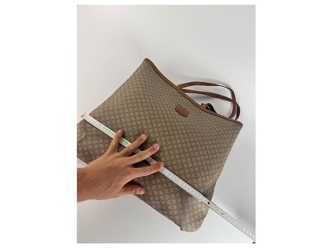Big Bag Céline Große Tasche aus Leder mit Triomphe-Monogramm von Celine in Beige und Braun - Ansicht 12