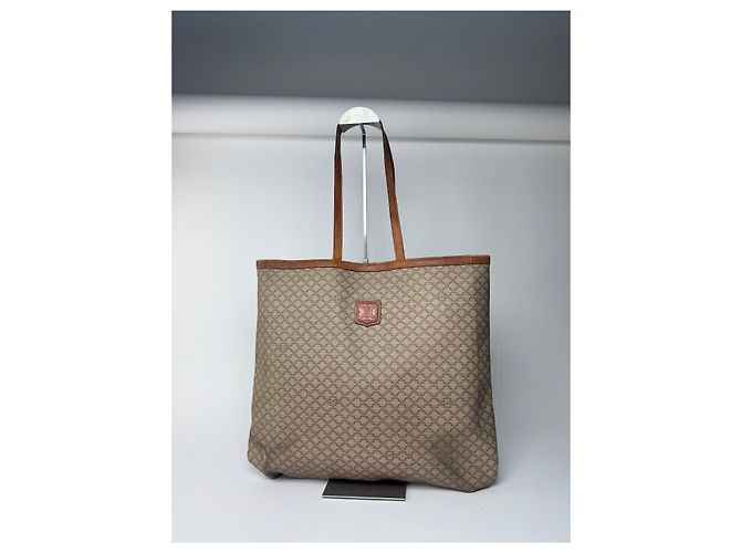 Big Bag Céline Große Tasche aus Leder mit Triomphe-Monogramm von Celine in Beige und Braun - Ansicht 14