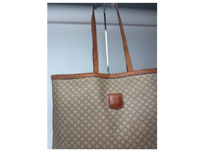 Big Bag Céline Große Tasche aus Leder mit Triomphe-Monogramm von Celine in Beige und Braun - Ansicht 2
