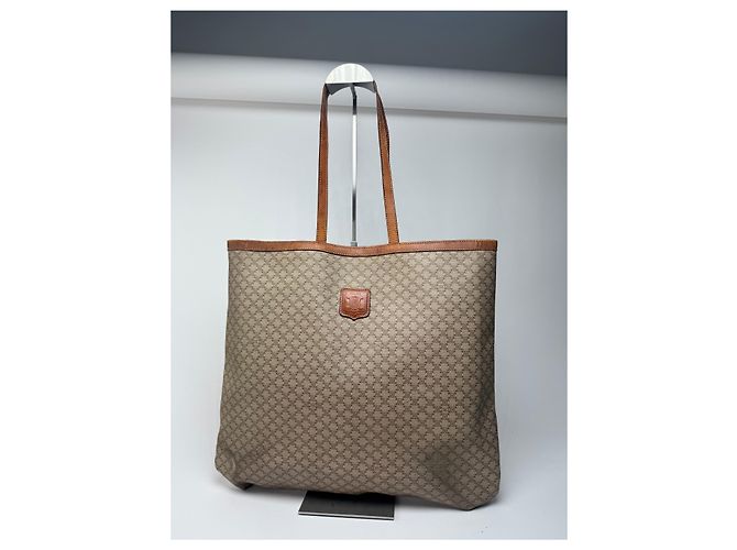 Big Bag Céline Große Tasche aus Leder mit Triomphe-Monogramm von Celine in Beige und Braun - Ansicht 7