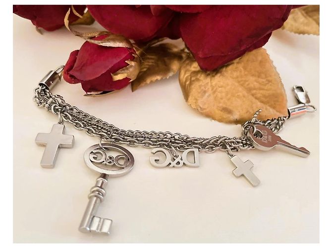 Bracciale Dolce & Gabbana in acciaio con chiavi e croci Argento - vista 2