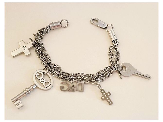 Bracciale Dolce & Gabbana in acciaio con chiavi e croci Argento - vista 3