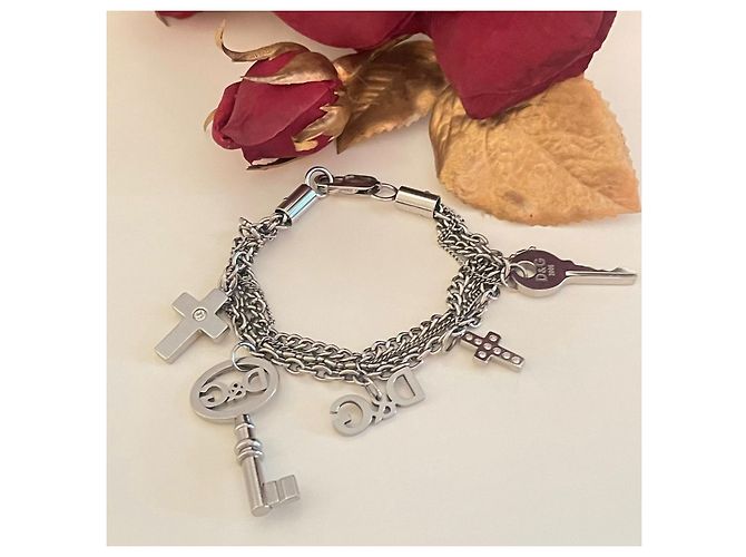 Bracciale Dolce & Gabbana in acciaio con chiavi e croci Argento - vista 4