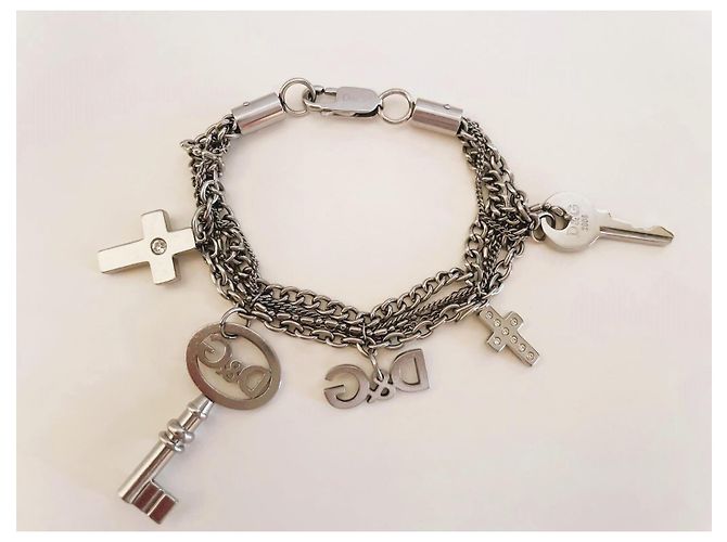 Bracciale Dolce & Gabbana in acciaio con chiavi e croci Argento - vista 5
