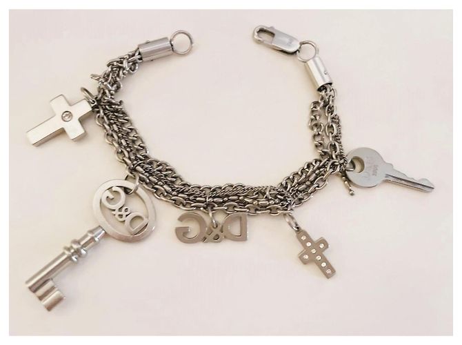 Bracciale Dolce & Gabbana in acciaio con chiavi e croci Argento - vista 7