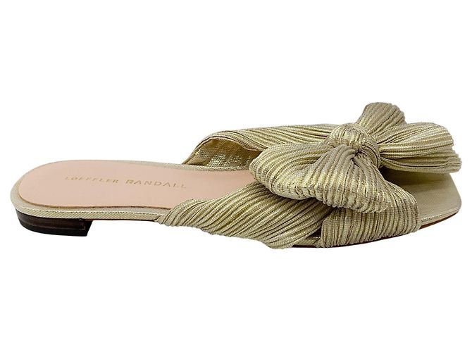Loeffler Randall Sandália Slide Drapeada com Laço Dourado Daphne - vista 2